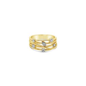 Diamond Dress Rings: Ring - 9k Yellow Gold 4 Band Diamond Dress Ring