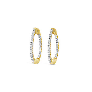 Diamond Earrings: 9k Yellow Gold 0.25ct Diamonds Hoop Earrings