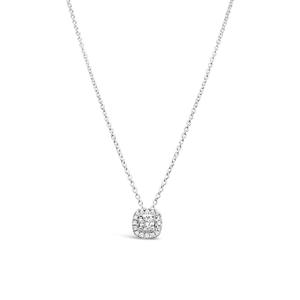 Diamond Necklaces Pendants: 9k White Gold Halo Cluster Diamond 0.33ct Slider Necklace