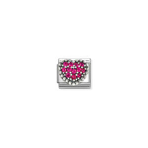 Nomination: Composable Classic Link 330327/08 Heart In 925 Silver & Red CZ