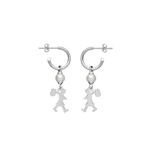 Sterling Silver Girl with a Pearl Earrings