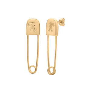 Karen Walker: Gold Plated Runaway Safety Pin Studs