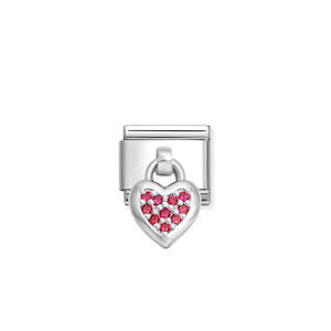 Nomination: Composable Classic Link 331800/26 Heart Charm With Red CZ In 925 Silver