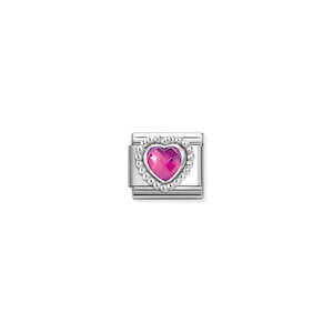 Composable Classic Link 330606/030 Faceted Fuchsia CZ Heart In 925 Silver
