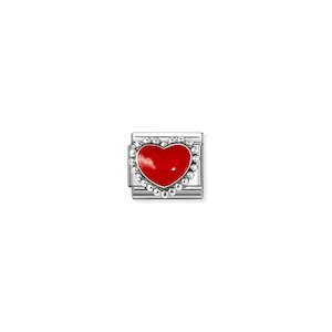 Nomination: Composable Classic Link 330204/39 Red Heart In 925 Silver & Enamel