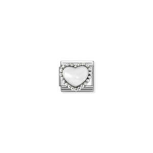 Composable Classic Link 330204/36 White Heart In 925 Silver & Enamel