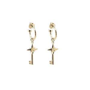 Love Key Anchor Earrings - Gold Plated