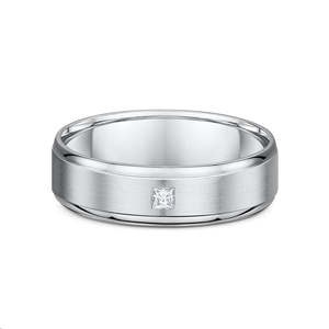 9k White Gold & Single Diamond Wedding Band Ring