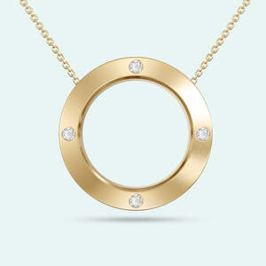 Love In A Jewel: 9k Yellow Gold Circle of Love Diamond Pendant