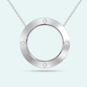 Sterling Silver Circle of Love Crystal Pendant