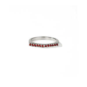 Sterling Silver Geo Ring Arc - Red Sapphire