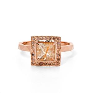 Karen Walker Atelier: Euphoria Ring - Peach Moonstone & Champagne Diamonds - 9k Rose Gold