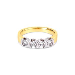 9k Yellow & White Gold 4 Stone Diamond Ring