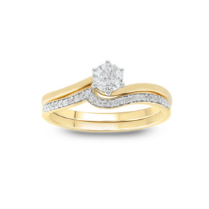 9k Yellow Gold 0.60ct Diamond Bridal Ring Set