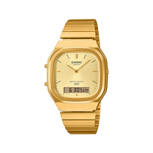 Casio Vintage Square Retro Duo Gold Dial Watch - AQ240EG-9A