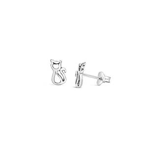 Earrings: Small Cat Outline Stud Earrings