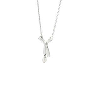 Karen Walker: Sterling Silver Pearl Bow Necklace