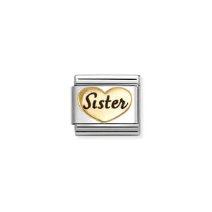 Nomination: Composable Classic Link 030285/78 Sister Heart In 18K Gold & Enamel