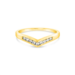 Womens Wedding Rings: 9k Yellow Gold 0.15ct Diamond V Shape Ring