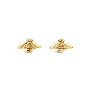 Sterling Silver Gold Plated Small Bee Stud Earrings