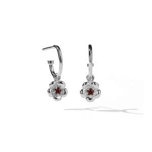 Meadowlark: Sterling Silver Posie Signature Hoop Earrings - African Garnet