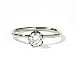 9k White Gold Signature Solitaire Diamond Ring