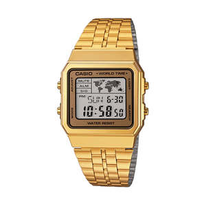Casio: Casio Vintage World Time Digital Gold Watch - A500WGA-9D