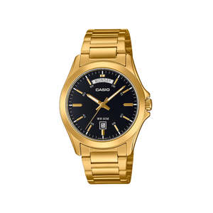 Casio Vintage Gold & Black Dial Watch - MTP1370G-1A