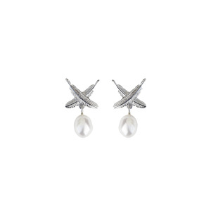 Feather Kisses Pearl Stud Earrings