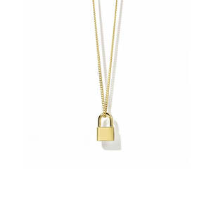 Sterling Silver Gold Plated Locked Charm Necklace