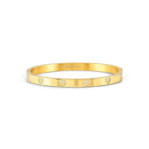 Nomination: Pretty Bangles Thick Gold Hearts With CZ - Size Medium