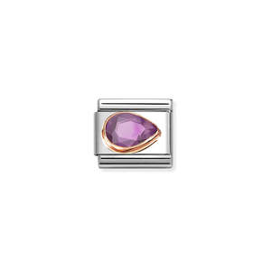 Composable Classic Link 430606/001 Tear Drop Right 9K Rose Gold & Violet CZ