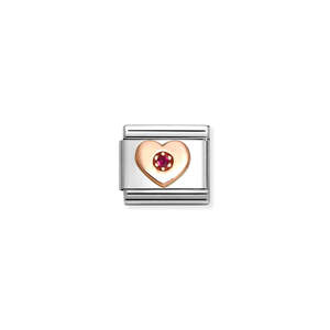 Composable Classic Link 430305/41 Red Heart with Red CZ in 9k Rose Gold