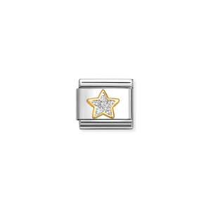 Composable Classic Link 030220/17 Glitter Silver Star in 18k Gold