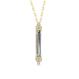 Necklaces: 9k Yellow Gold 0.50ct Lab Grown Diamond Baguette Necklace