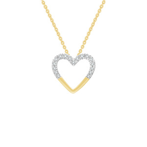 9k Yellow Gold Half Diamond Heart Necklace