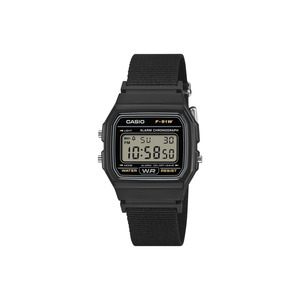 Casio: Casio Black Digital Watch with Cloth Band - F91WF-1A