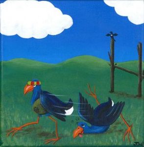 Pukeko Rugby - 5.25X5.25" print - Jane Hodgson ArtJane Hodgson Art