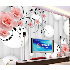 Flooring: 8D Wallpaper Light Pink Roses