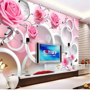 Flooring: 8D Wallpaper Pink Roses