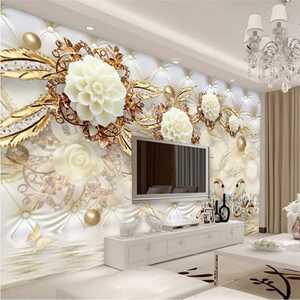 Flooring: 8D Wallpaper Feature Mural Cream and Gold