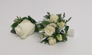 aCorsage Ball Combo White Pick-Up - Jan Maree Flowers