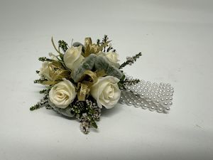 Products: aCorsage White / Gold Pick-Up Only - Jan Maree Flowers