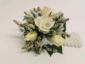 Products: aCorsage White/Silver Pick-Up Only - Jan Maree Flowers