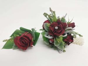 bCorsage Ball Combo Burgundy Sliver Pick-Up - Jan Maree Flowers
