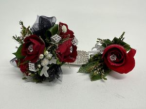 bCorsage Ball Combo Burgundy Diamond - Jan Maree Flowers