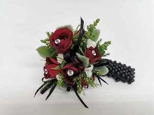 bCorsage Burgundy Black Pick-Up Only - Jan Maree Flowers