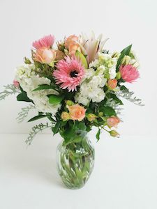 Products: Pastel Retreat Flowers in a Glass Vase - Jan Maree Flowers
