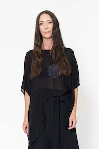 Harper Xavier: Fallow Top (Black) Mandala Print