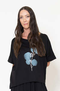Harper Xavier: Soho Tee (Black) Eucalyptus Print